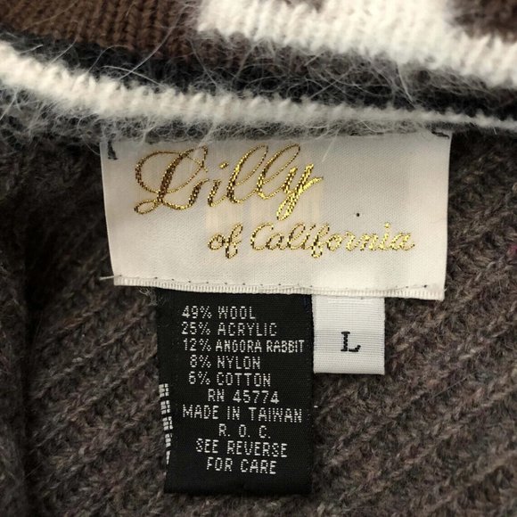 Southwestern Aztec Lilly of California 80's Long Cardigan Sweater Wool Blend - Picture 5 of 5